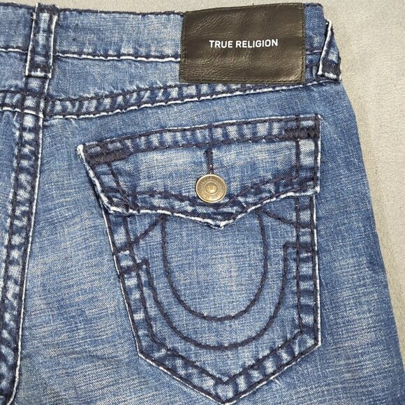 True Religion Jeans Men's 36x32 Blue Ricky Flap Pocket Straight Denim - Picture 1 of 13